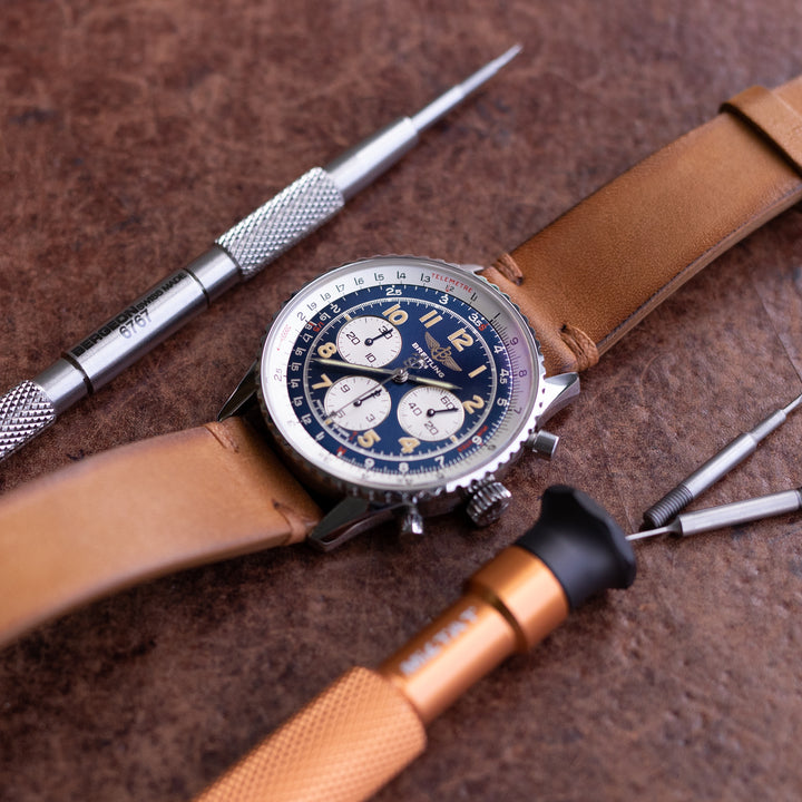 MiLTAT 20mm 或22mm  意大利手工製作 漸變黃褐色 工匠手藝皮錶帶