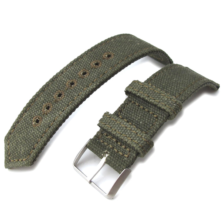 水洗帆布WW2軍用款錶帶 軍綠色 霧面針扣