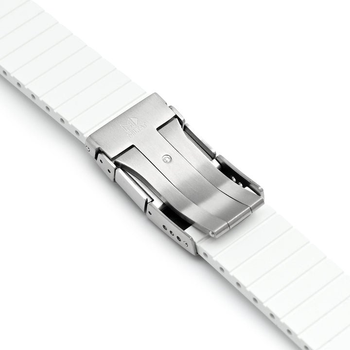 Quick Release FKM27 White Titanium Slinea Clasp FKM Rubber watch strap, 20mm or 22mm Strapcode watch bands