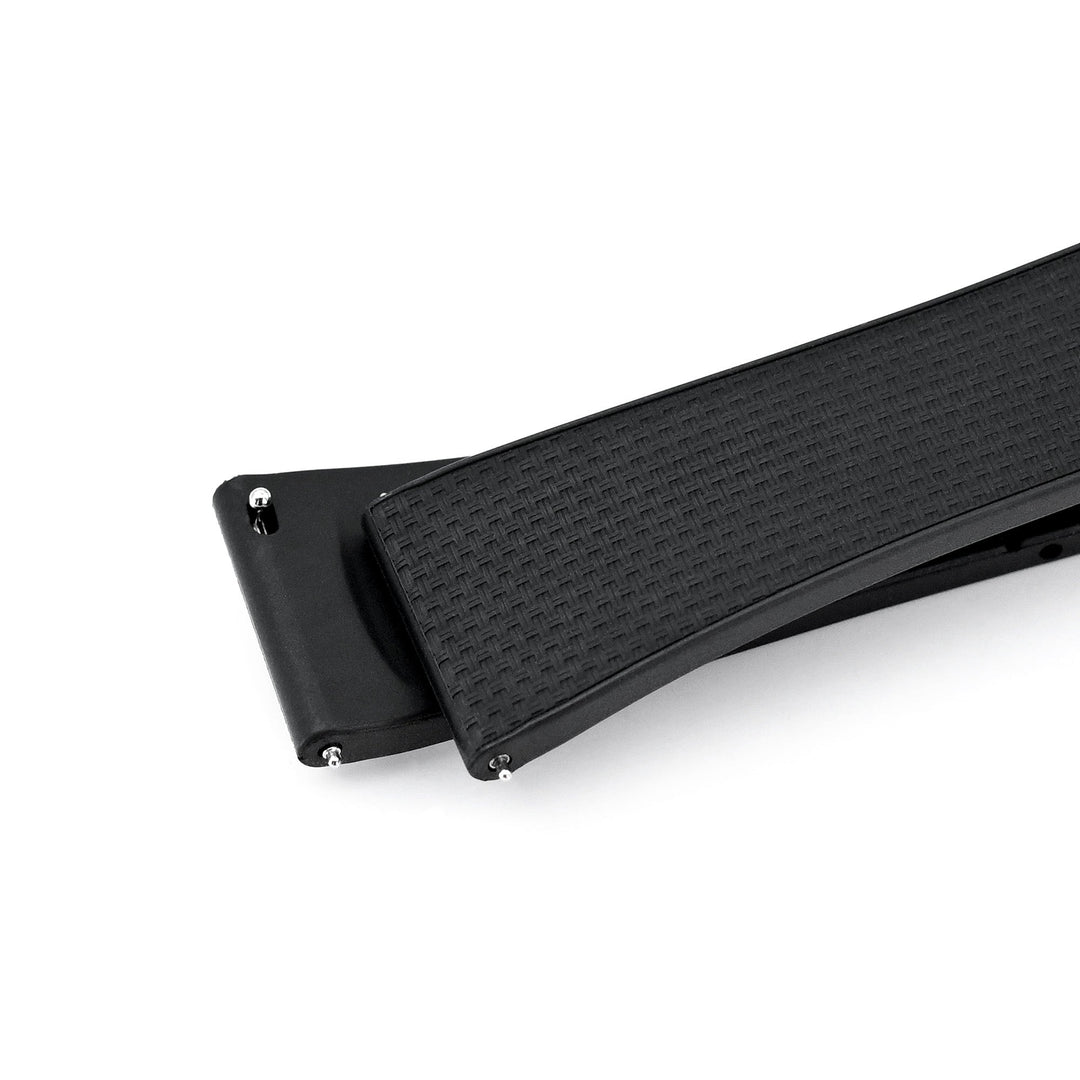 20mm FKM32 Black Rubber Quick Release Watch Band, Deployment Clasp Strapcode watch bands