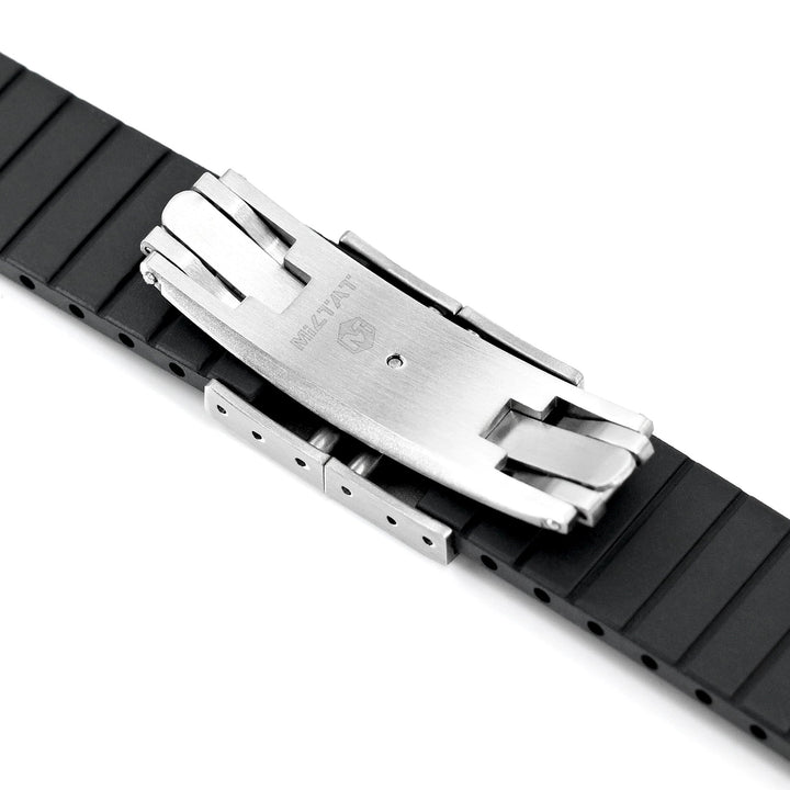 20mm FKM32 Black Rubber Quick Release Watch Band, Deployment Clasp Strapcode watch bands