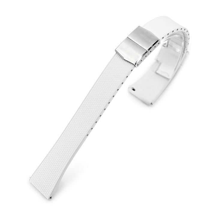 20mm FKM32 白色橡膠快拆錶帶, 316L 不鏽鋼彈簧蝴蝶扣｜太空人錶帶