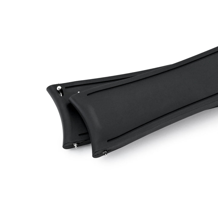 20mm or 22mm FKM34 Black Rubber Quick Release Watch Band, Deployment Clasp Strapcode watch band