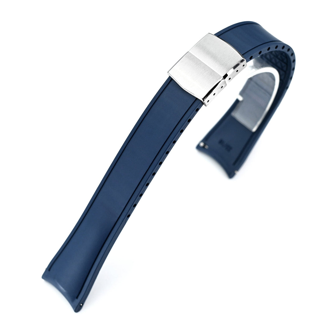 20mm 22mm 海軍藍色快拆 彈性半彎曲頭耳 FKM橡膠錶帶｜太空人錶帶
