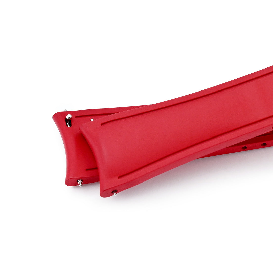 20mm or 22mm FKM34 Red Rubber Quick Release Watch Band, Deployment Clasp Strapcode watch band