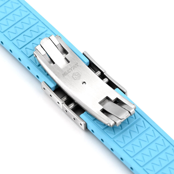 20mm or 22mm FKM34 Sky Blue Rubber Quick Release Watch Band, Deployment Clasp Strapcode watch band