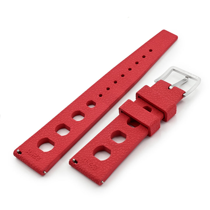 20mm or 22mm FKM36 Red Large Holes Rally FKM Quick Release Rubber watch band Strapcode watch bands