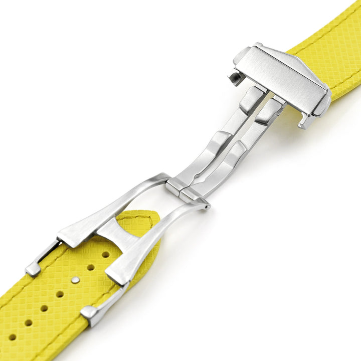 Yellow FKM37 Rubber Q.R. Deployant Watch Band, 20mm or 22mm Strapcode watch bands