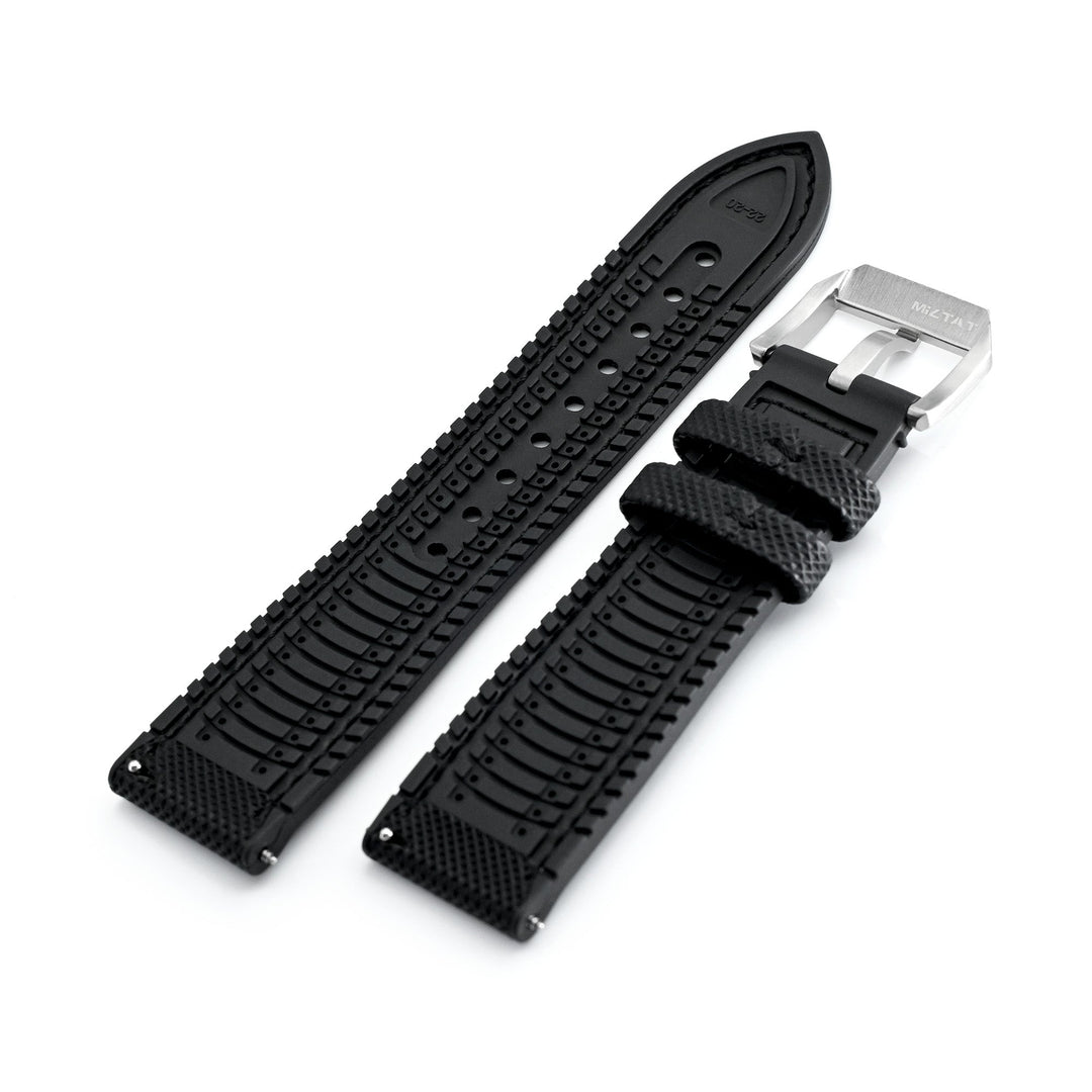 FKM38 Black FKM Quick Release Rubber Watch Band, Brushed, 20mm or 22mm Strapcode watch bands
