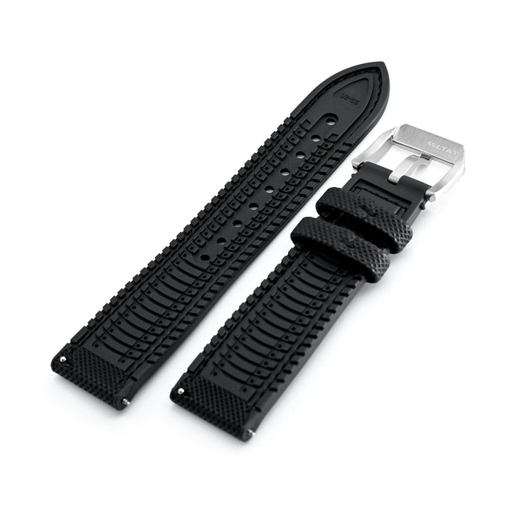FKM38 Black FKM Quick Release Rubber Watch Band, Brushed, 20mm or 22mm Strapcode watch bands