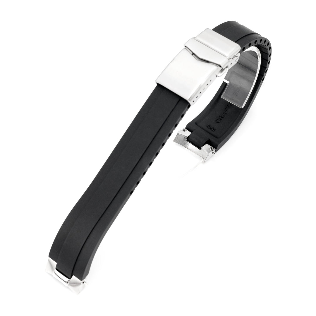 CB 20mm MX03-117 Seiko 精工登山運動員專用錶帶 黑色FKM橡膠嵌入式鋼彎錶耳｜Crafter Blue