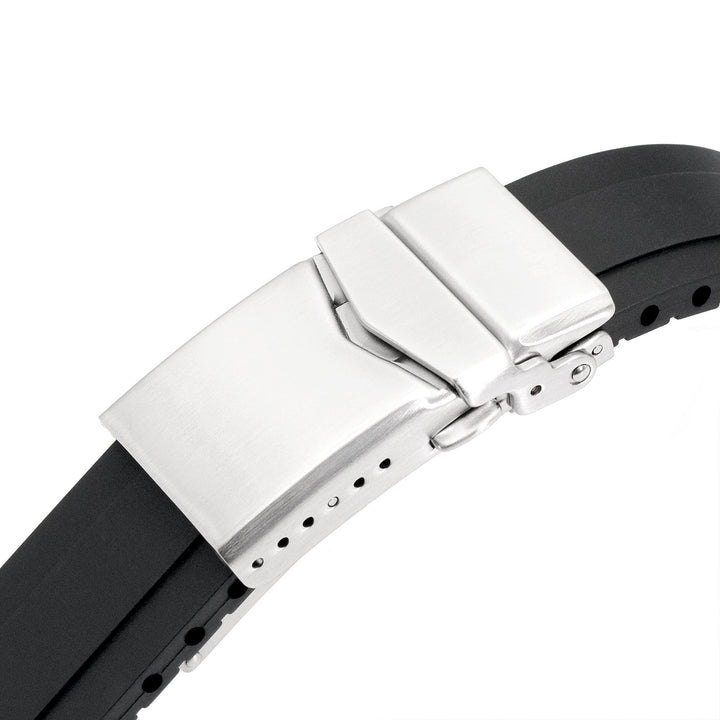 20mm Crafter Blue - MX03-117 Black FKM Rubber Strap With End Links compatible with Seiko Alpinist SARB017 Strapcode watch bands