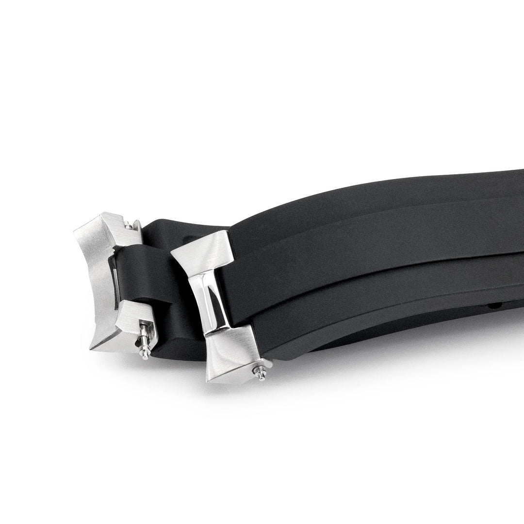 20mm Crafter Blue - MX03-733 Black FKM Rubber Strap With End Links compatible with Hamilton Khaki Field 38mm Strapcode watch bands