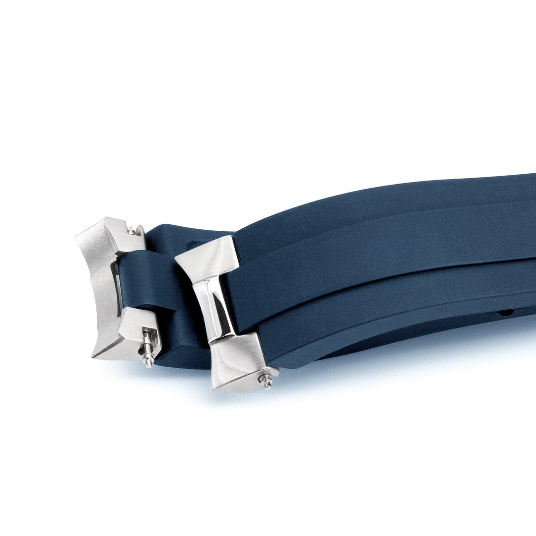 20mm Crafter Blue - MX03-733 Navy Blue FKM Rubber Strap With End Links compatible with Hamilton Khaki Field 38mm Strapcode watch bands