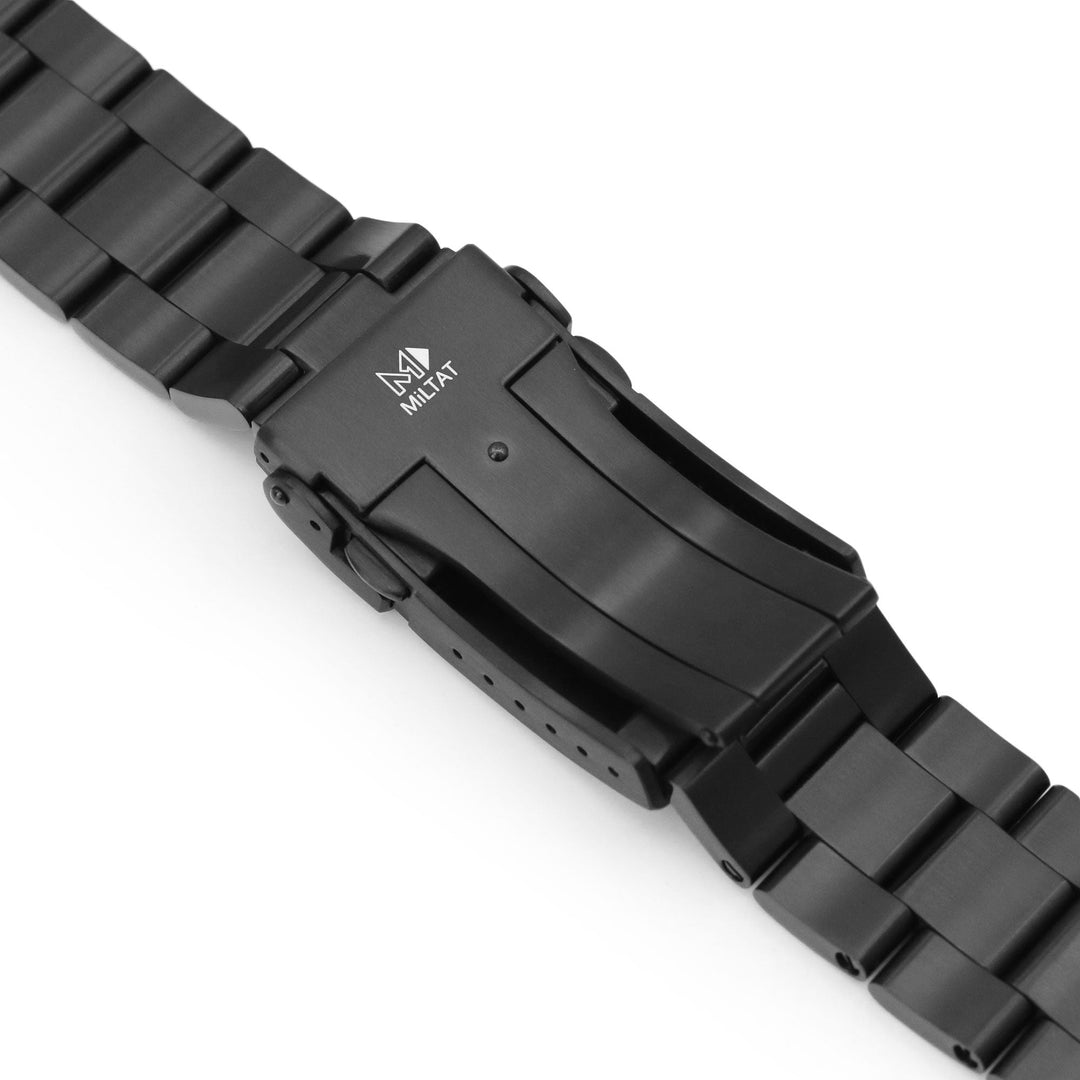SEIKO精工Tuna鮪魚罐頭 21.5mm代用超級三板式錶帶DLC碳黑鋼 V扣-V形安全片潛水扣