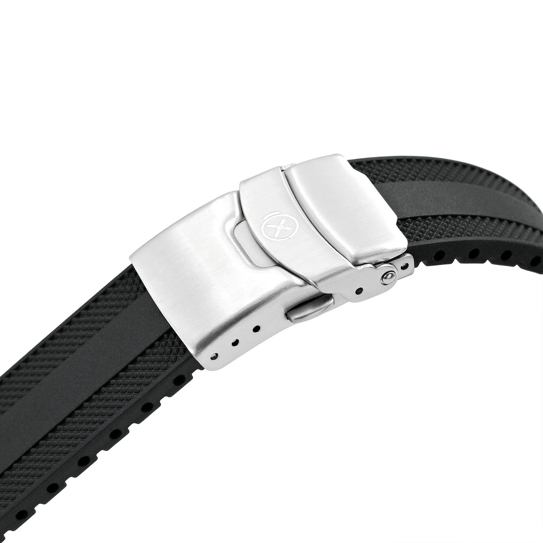 StrapXPro - SMX02A 21mm Seiko 精工 Speedtimer SC911 專用錶帶 黑色 橡膠錶帶 彎曲錶耳