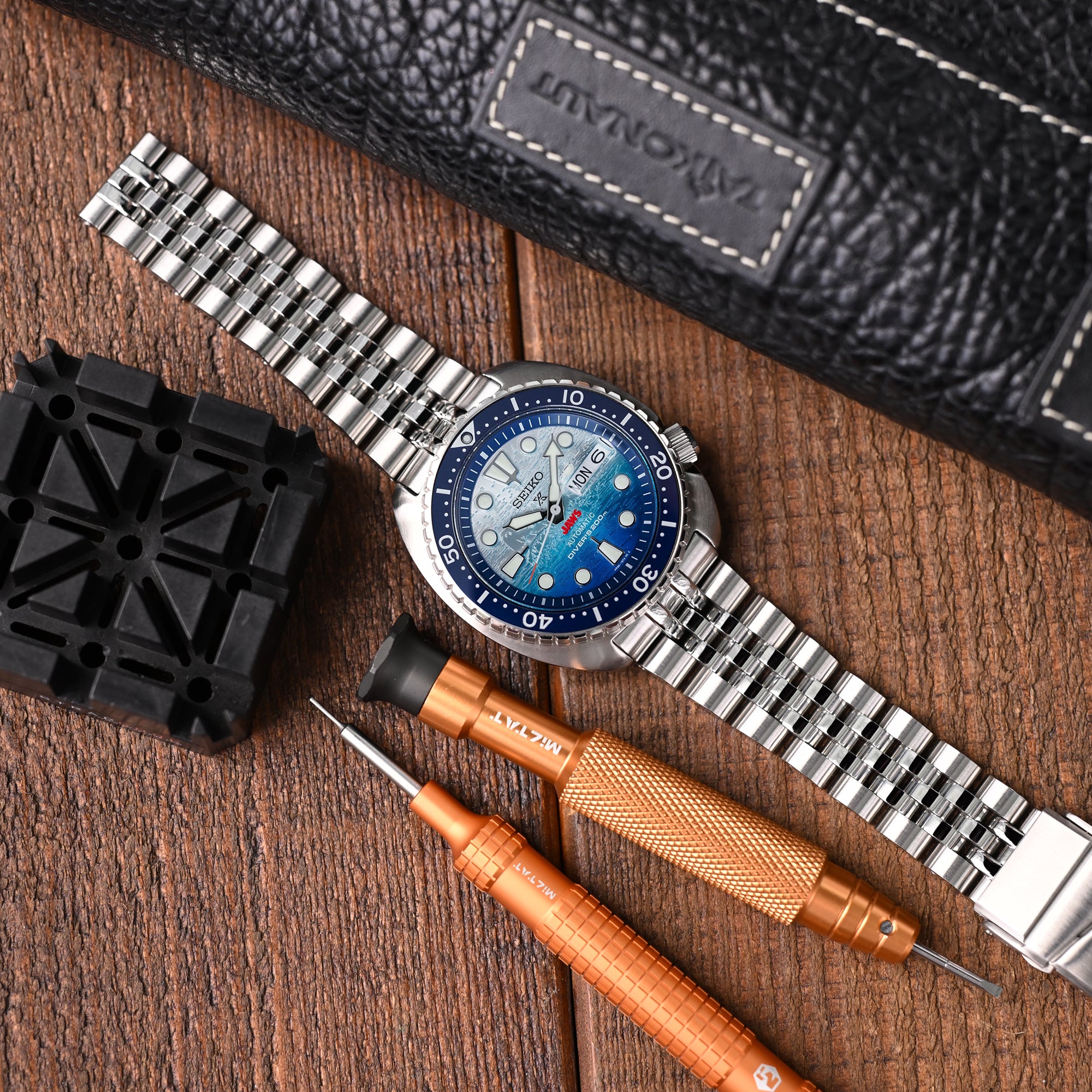 SEIKO 精工復刻海龜SRP777 SRP775 SRPA21 (PADI) 代用鋼錶帶安哥斯五珠