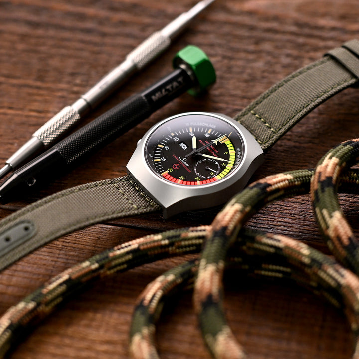 Sailcloth帆船布錶帶19mm, 20mm 或 23mm  軍綠色 快拆錶帶 皮革襯裡