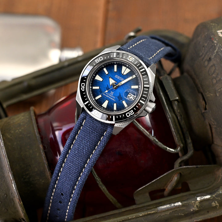 20mm或22mm海軍藍 飛行員帆布快拆錶帶