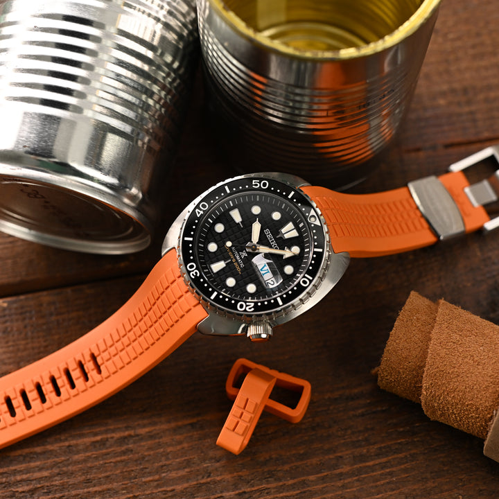 CB12 SEIKO 精工復刻海龜SRP777專用代用NBR橡膠錶帶 橙色
