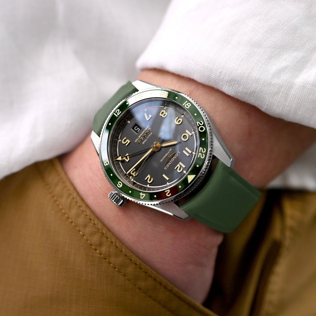 Crafter Blue - CX03 橄欖綠 彈性半彎曲頭耳 FKM 橡膠 快拆錶帶