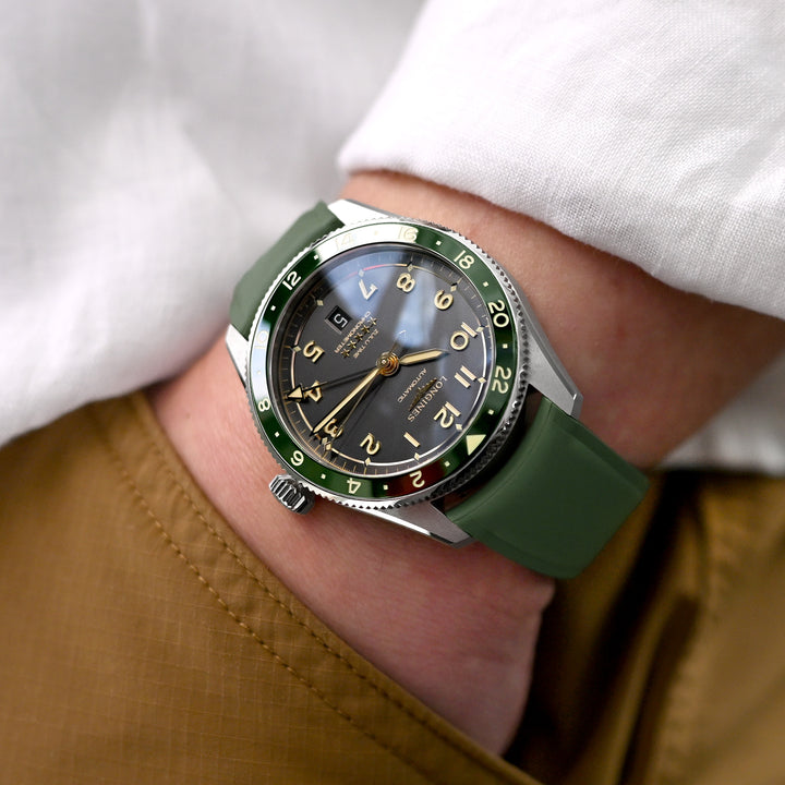 Crafter Blue - CX03 橄欖綠 彈性半彎曲頭耳 FKM 橡膠 快拆錶帶