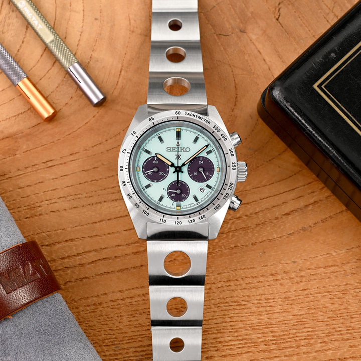SEIKO 精工 Speed Timer 太陽能計時碼錶 SSC813 SSC815 SSC817 代用錶帶 圓環賽車款II 不鏽鋼 V形潛水扣專用帶