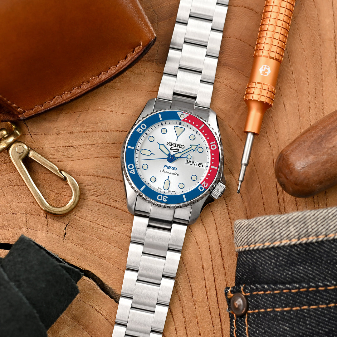 SEIKO 5 精工5號 Sports 機械自動上鍊38mm水鬼 SRPK29 SRPK31 SRPK33 代用錶帶 超級3D三板式 不鏽鋼 V形潛水扣專用帶