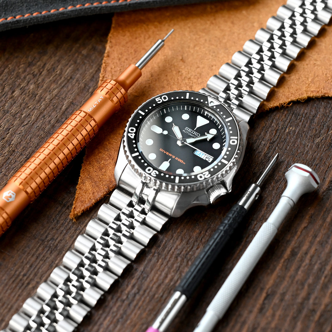 SEIKO 精工水鬼 SKX007 SKX009 SKX011 代用鋼錶帶 經典實心五珠 不鏽鋼 潛水扣專用帶