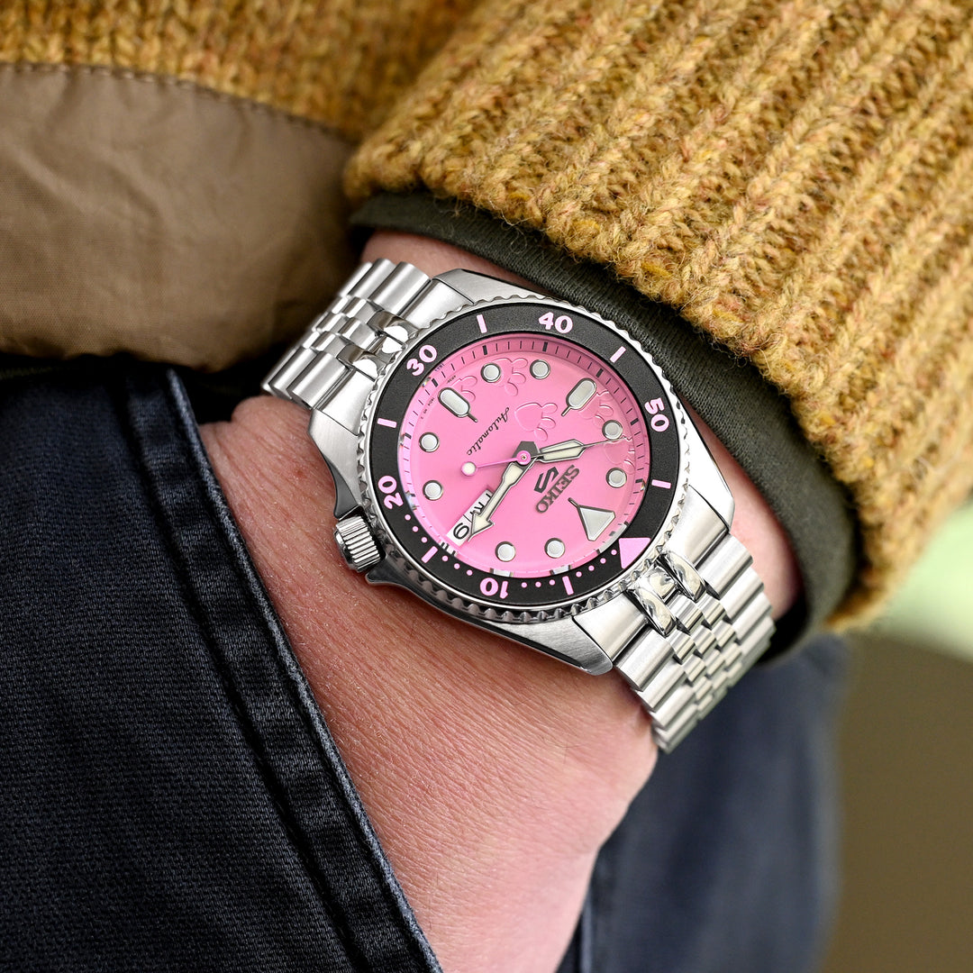 SEIKO 5 精工5號 Sports 機械自動上鍊38mm水鬼 SRPK29 SRPK31 SRPK33 代用錶帶 經典實心五珠 不鏽鋼 V形潛水扣專用帶