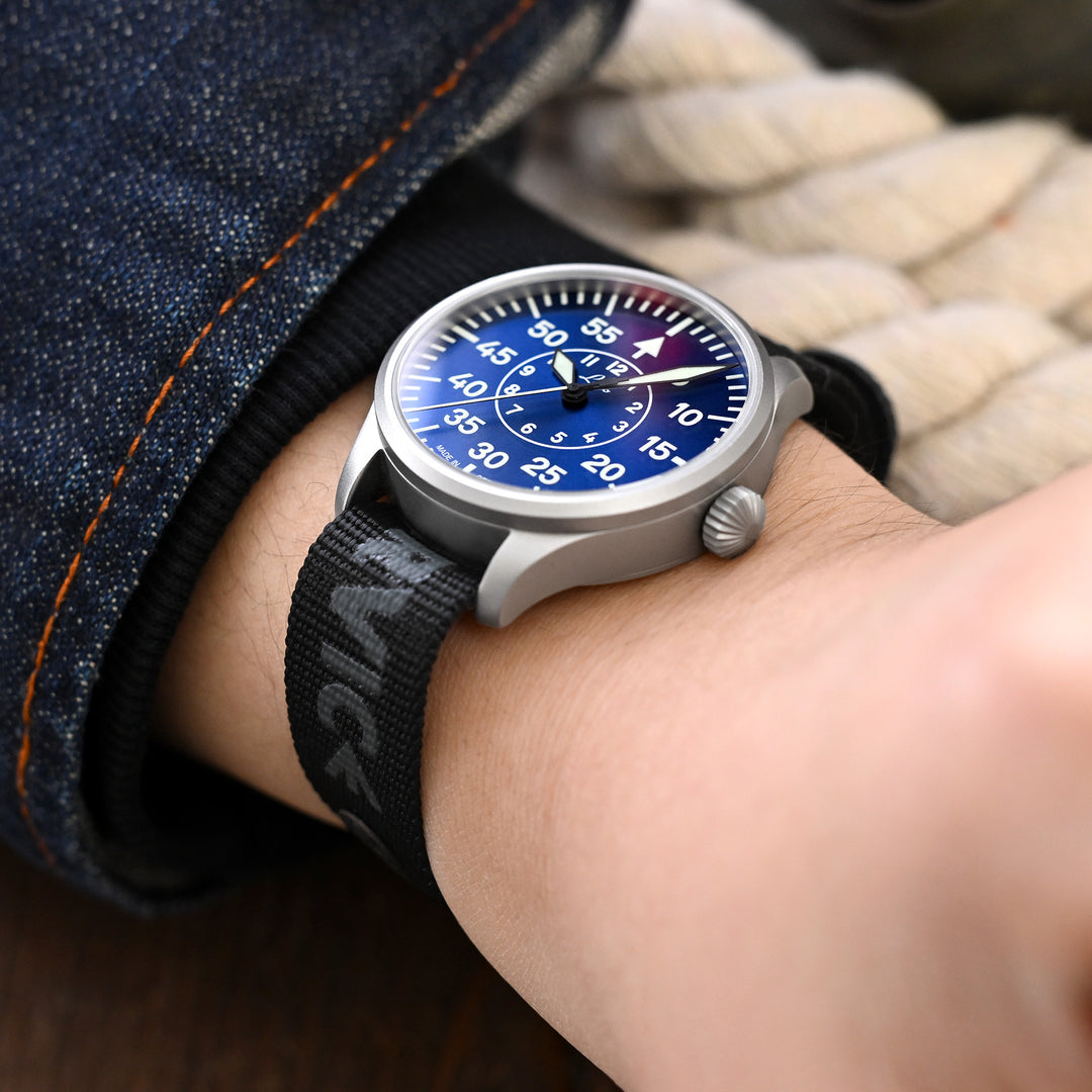 英國 HAVESTON 20mm或22mm The General Service 傳統尼龍錶帶 兩件套裝, 黑/灰各一