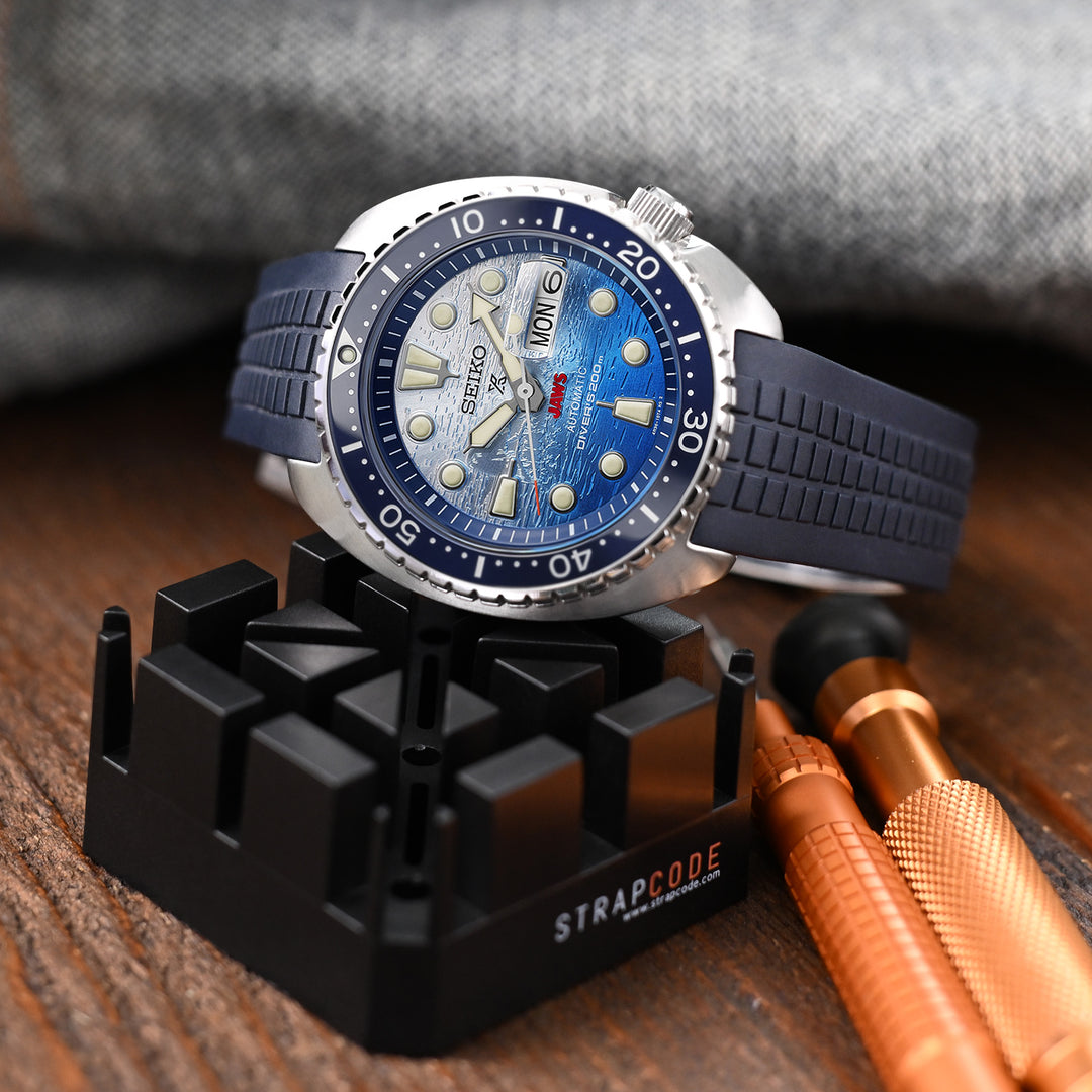 CB12 SEIKO 精工復刻海龜SRP777專用代用NBR橡膠錶帶海 軍藍色