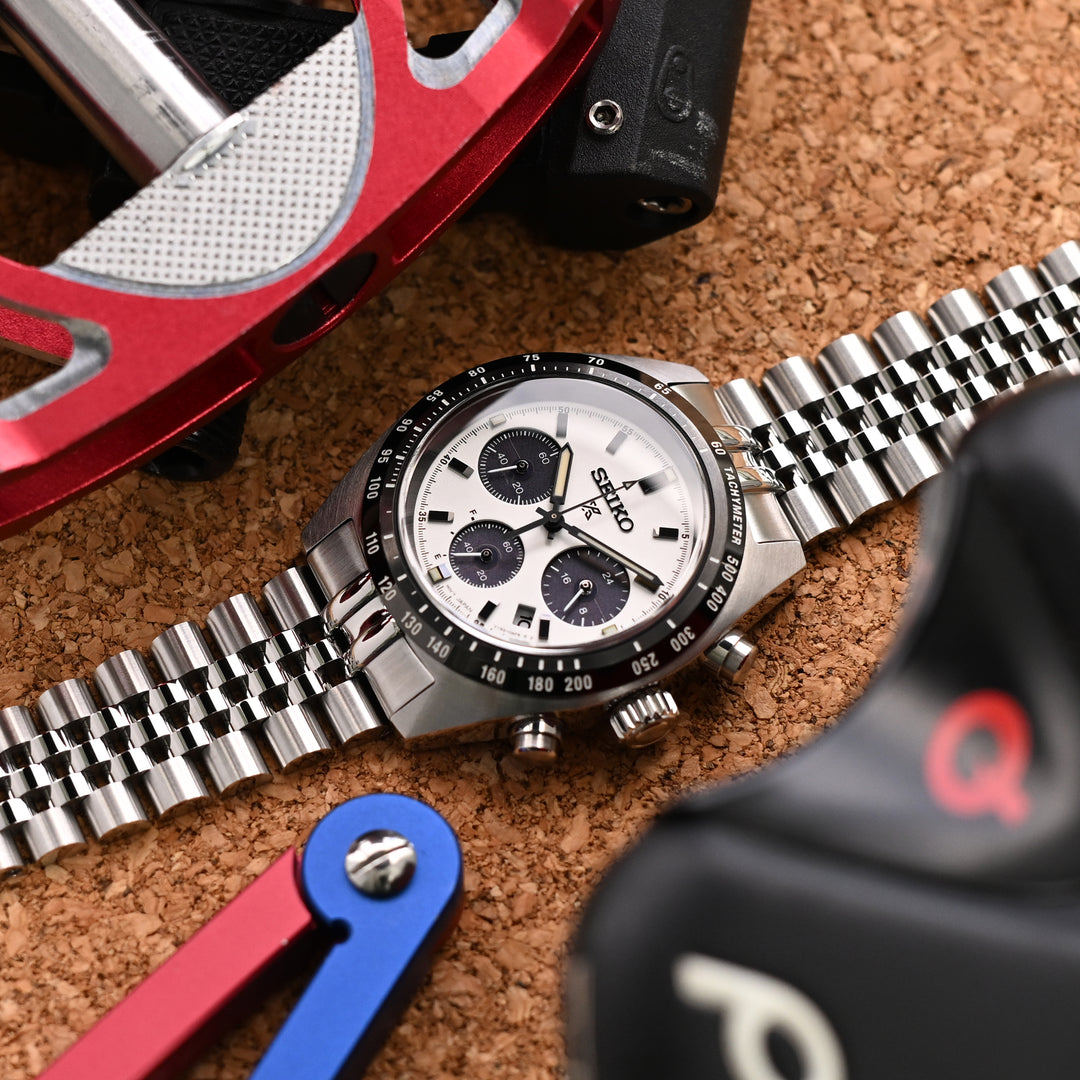 SEIKO 精工 Speed Timer 太陽能計時碼錶 SSC813 SSC815 SSC817 經典實心五珠扣寬收窄版 V形潛水扣專用帶