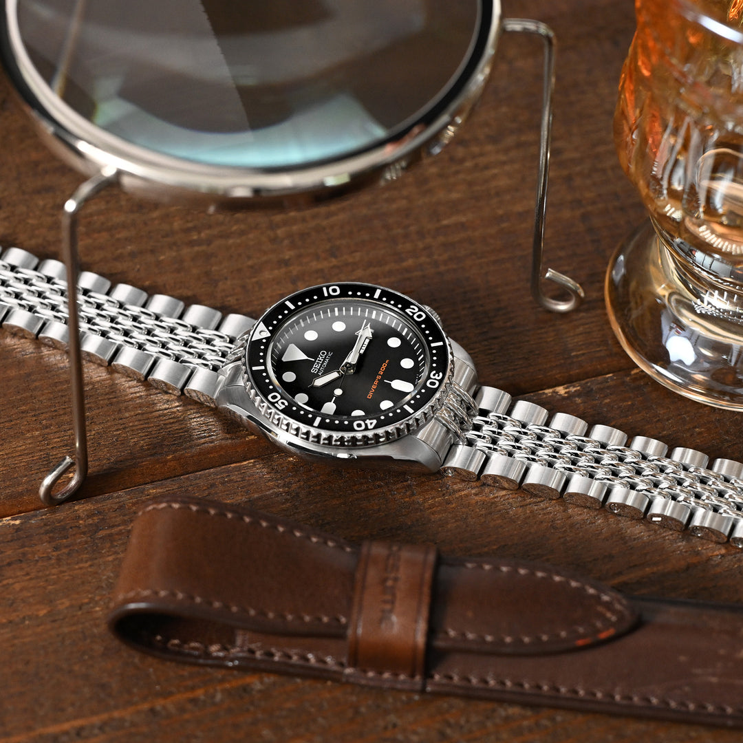 SEIKO 精工水鬼 SKX007 SKX009 SKX011 代用鋼錶帶 Goma 高米實心BOR 不鏽鋼 V形潛水扣 中間拋光版