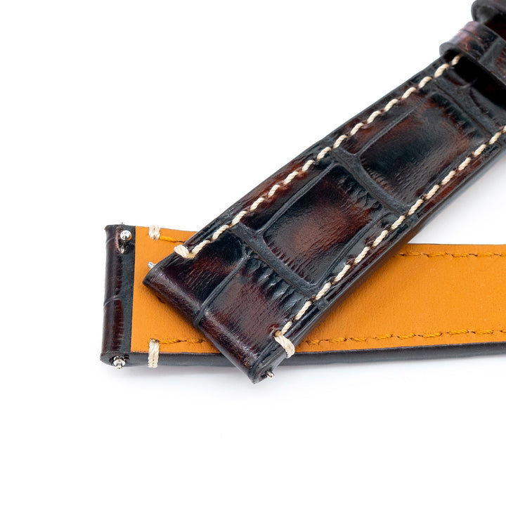 20mm Quick Release Deep Mahogany CrocoCalf (Italian Croco Grain) Leather Watch Band Strapcode