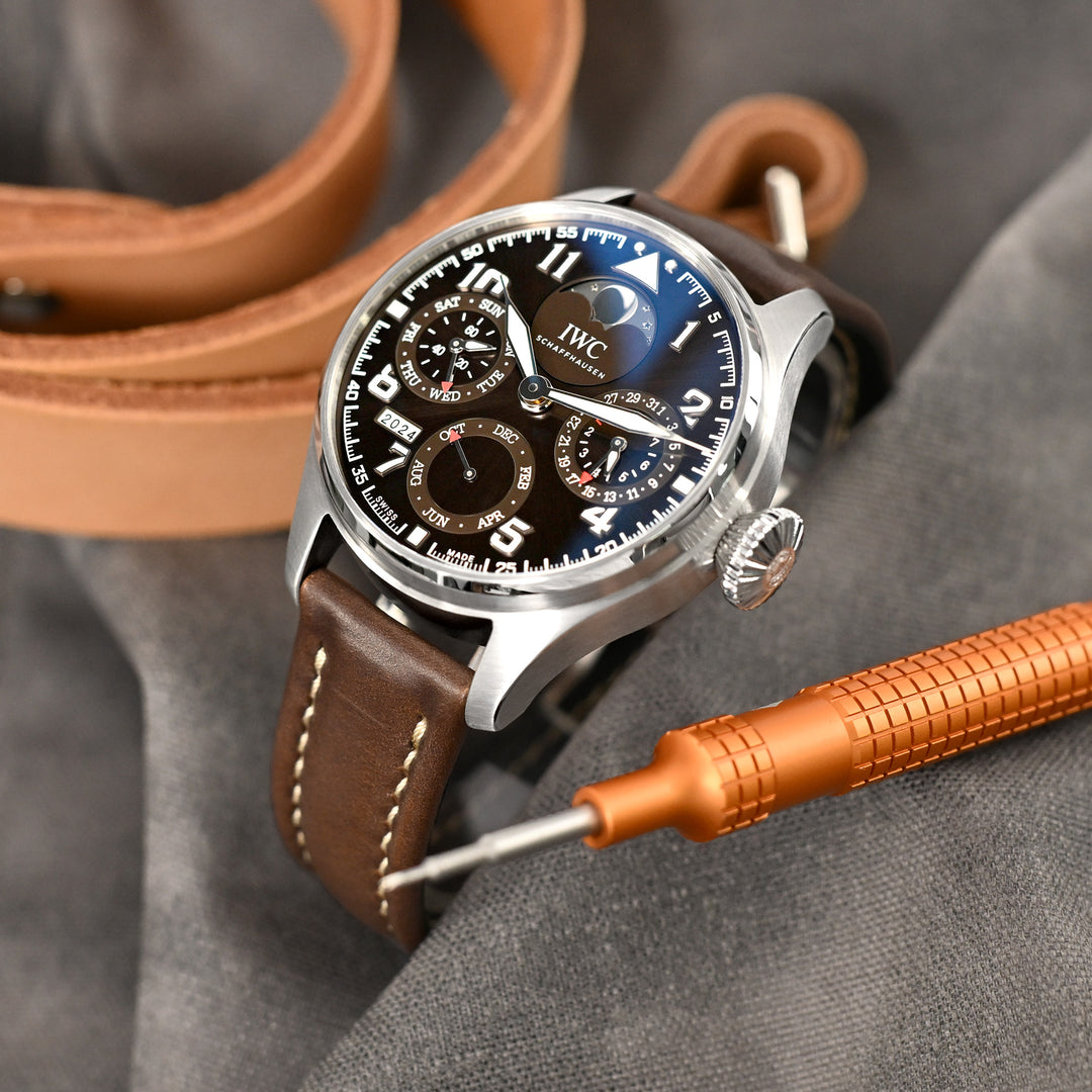 19mm, 20mm, 22mm或23mm棕色飛行員Horween Chromexcel皮革快拆錶帶