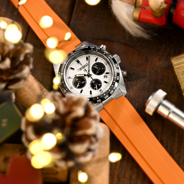 CB 20mm MX03-813 Seiko 精工Speedtimer專用錶帶 橘色FKM橡膠嵌入式鋼彎錶耳