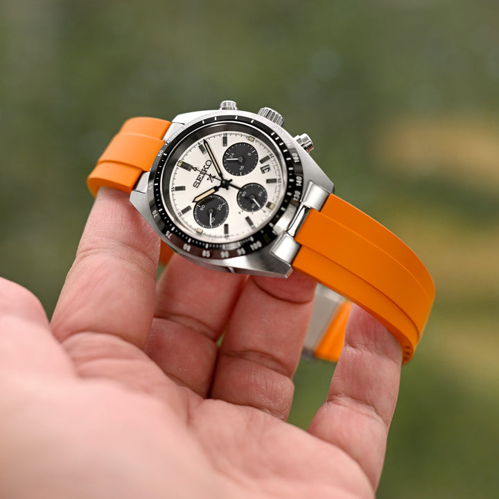 CB 20mm MX03-813 Seiko 精工Speedtimer專用錶帶 橘色FKM橡膠嵌入式鋼彎錶耳