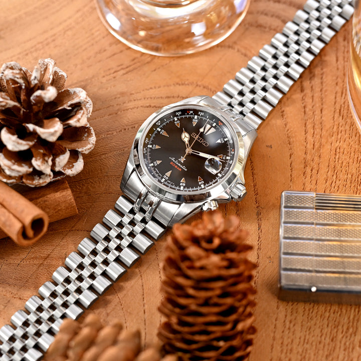 SEIKO 精工登山運動員 SARB017 SPB155 SBEJ005 代用鋼錶帶（兼容 Hamilton 漢密爾頓卡其野戰系列 H70455733）經典實心五珠扣寬收窄版 V形潛水扣專用帶