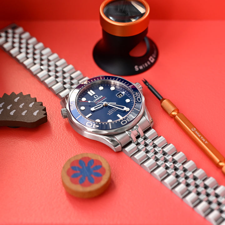 41mm 歐米茄OMEGA大海馬 300米專用20mm代用錶帶3D實心五珠不鏽鋼錶帶