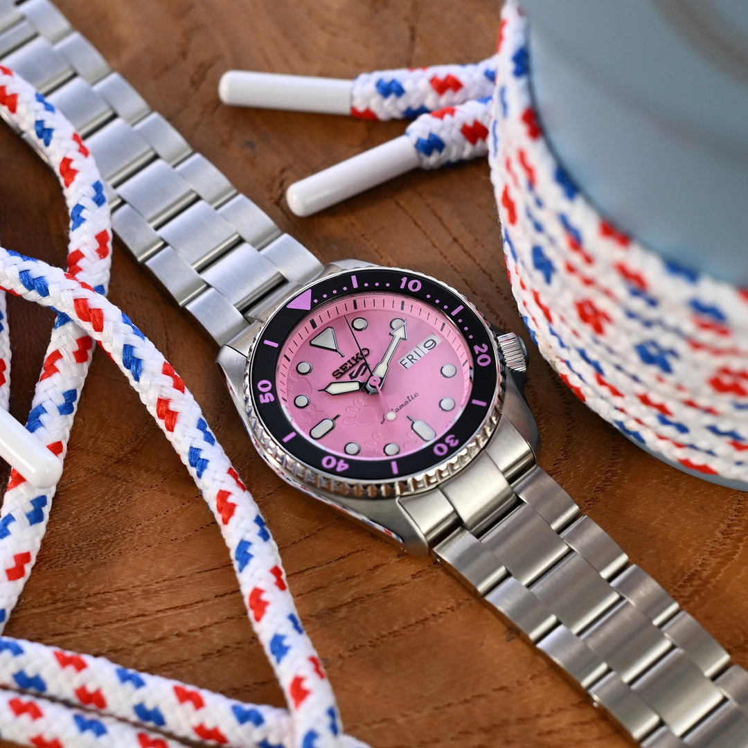 SEIKO 5 精工5號 Sports 機械自動上鍊38mm水鬼 SRPK29 SRPK31 SRPK33 代用錶帶 超級3D三板式 不鏽鋼 V形潛水扣專用帶