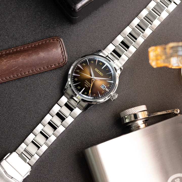 SEIKO 精工雞尾酒系列 SRPB41 SSA345 SSA341 代用錶帶 超級3D三板式 不鏽鋼 V形潛水扣 中間拋光版