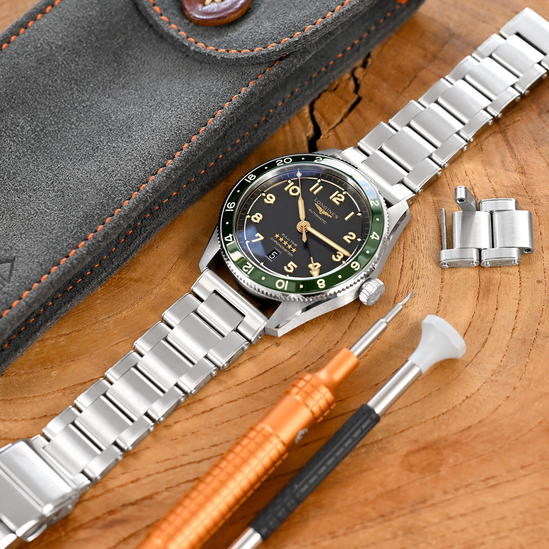 Metabind II PT  邁赫鉚釘II 拉扭 QR 快拆鋼錶帶，20mm或 22mm拉砂-免工具，直棒雙鎖式潛水錶扣