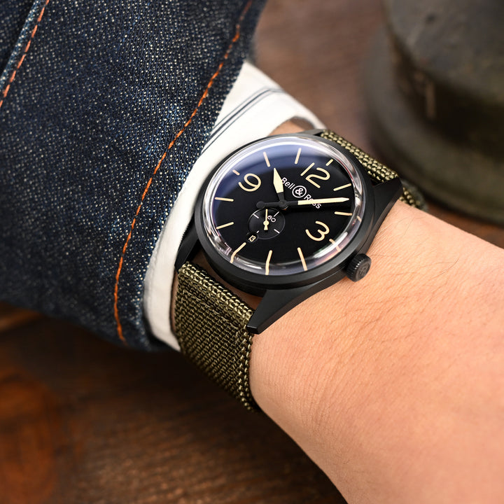 22mm 軍綠色優質尼龍編織 帶眼扣 快拆錶帶