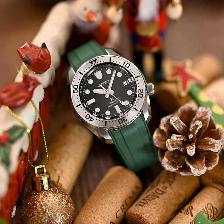 StrapXPro - SBX1A SEIKO精工 Prospex 1968 重新復刻SPB185系列 專用代用 軍綠色 橡膠錶帶 彎曲錶耳