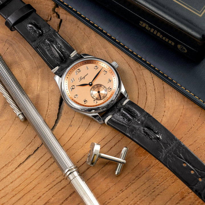 MiLTAT 20mm或22mm 意大利手工製作 黑色 大骨鱷魚皮錶帶