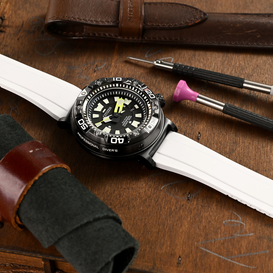 FKM27 突出中心輪廓 白色快拆FKM橡膠錶帶