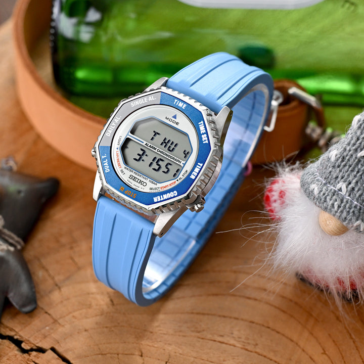 FKM28 雙脊輪廓 天藍色快拆FKM橡膠錶帶