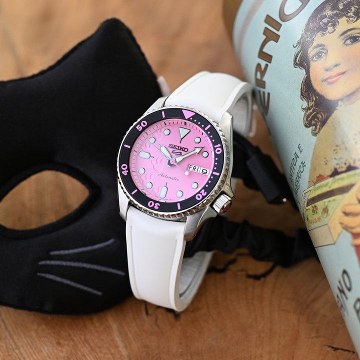 優質 FKM34 彈性半彎曲頭耳 白色快拆FKM橡膠錶帶, 不鏽鋼蝴蝶扣