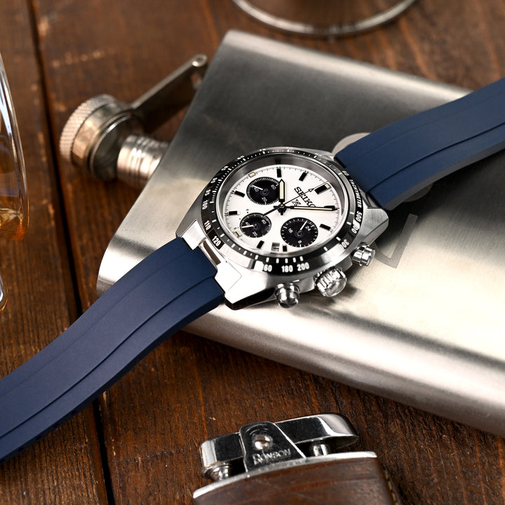 CB 20mm MX03-813 Seiko 精工Speedtimer專用錶帶 藍色FKM橡膠嵌入式鋼彎錶耳